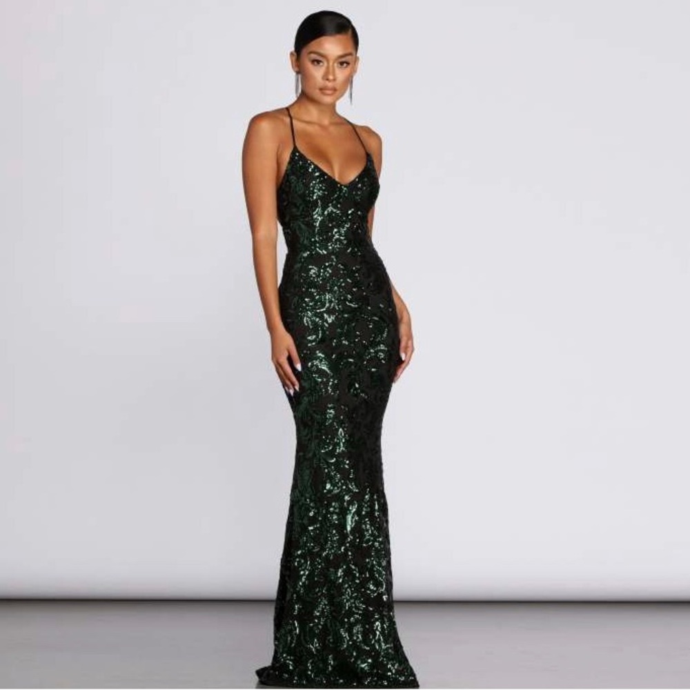 Windsor Long emerald and black dress!